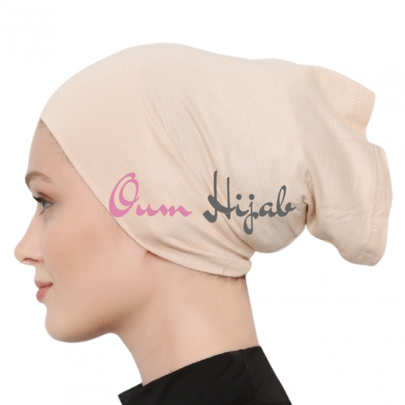 bonnet tube sous-hijab crème