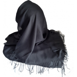hijab pashmina noir à franges