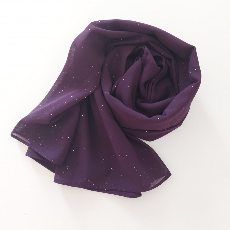 hijab mousseline pailleté violet
